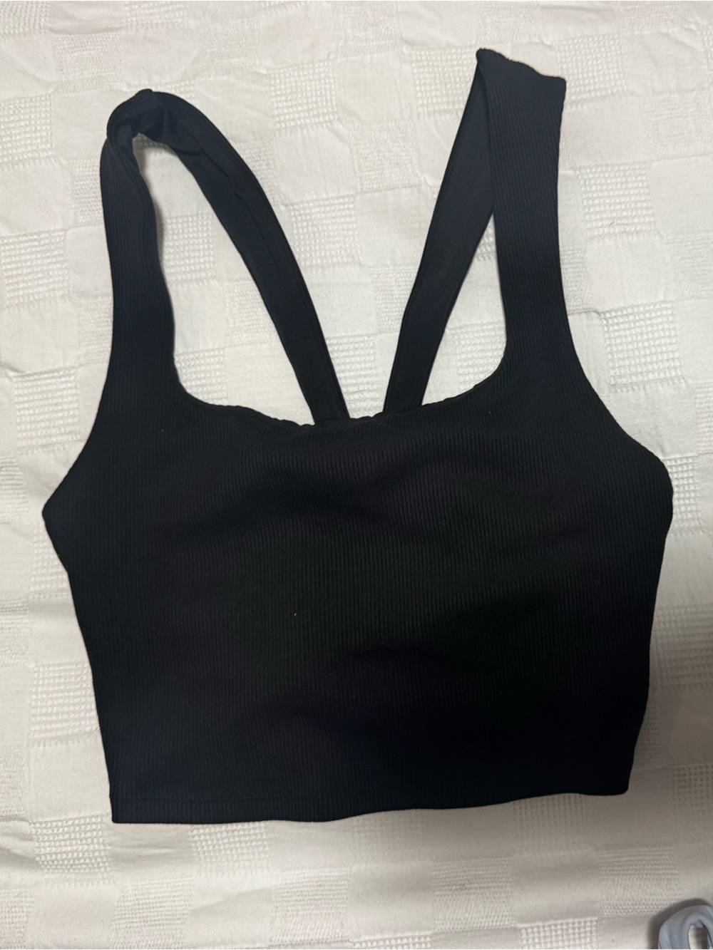 ALO Black Ribbed Sports Bra Top